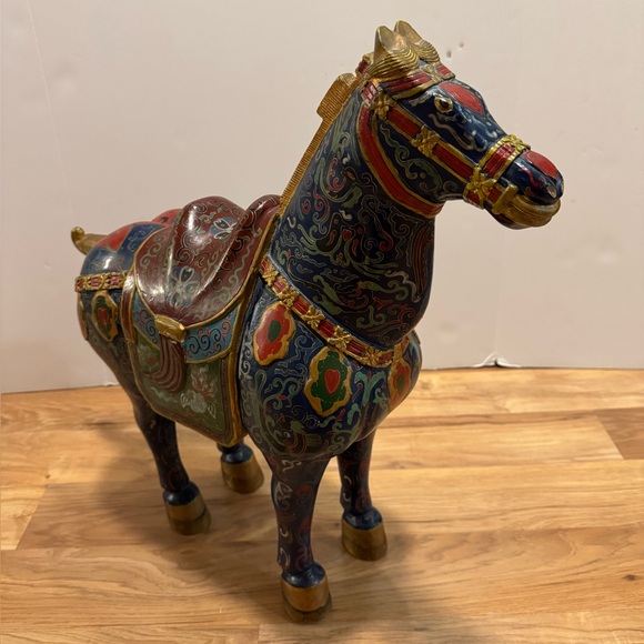 Vintage Large Tang Dynasty Wooden Horse Statue 23"Finely Hand Decorated Oriental - Picture 2 of 16